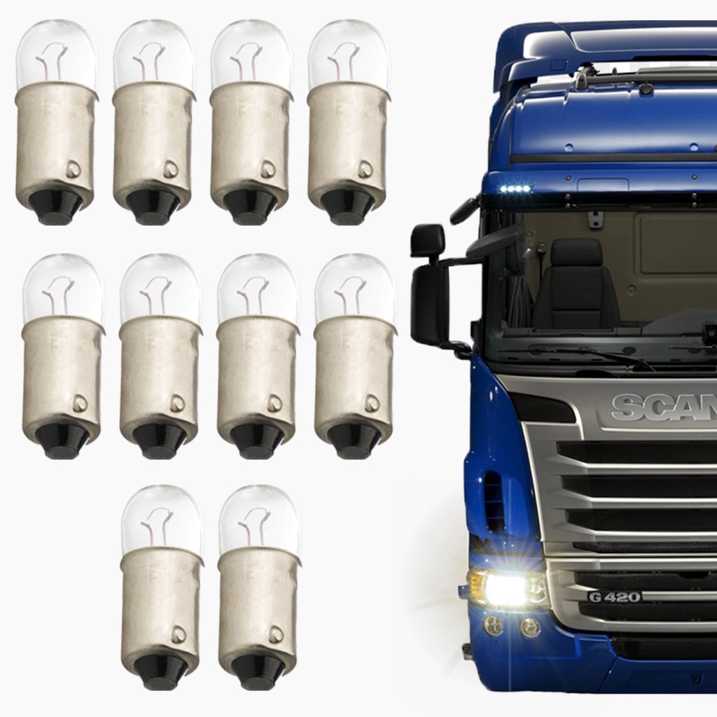 Kit com 10 Lâmpadas Miniatura (TR 69) T4W I 24V 4W BA9S Sinalização Caminhão