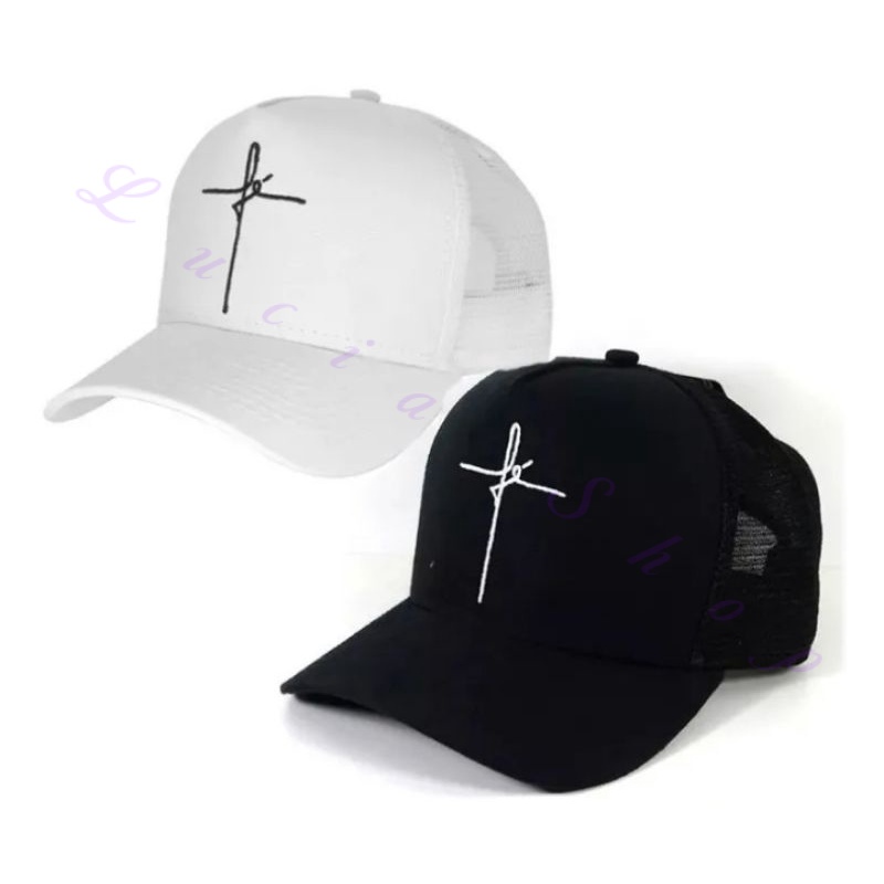 Boné Fé Aba Curva Trucker  Snapback Feminino Masculino Promoção barato em Oferta na Shopee