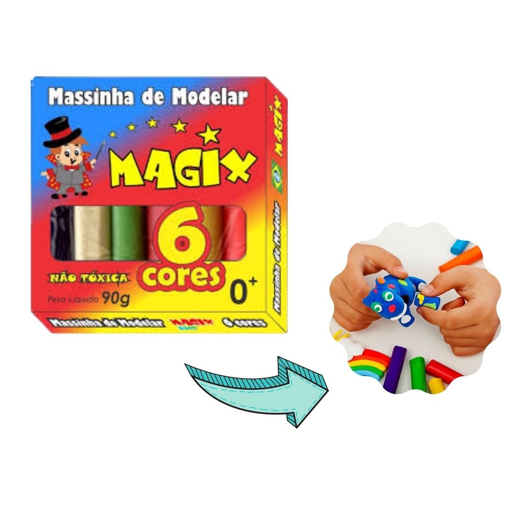 Massinha de Modelar Para Criança - 6 Cores - Magix | Shopee Brasil