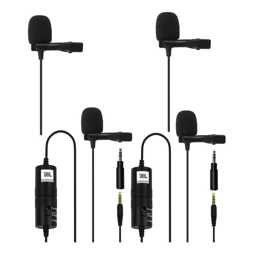 Kit 4 Microfones de Lapela JBL CSLM20B Bateria - Preto