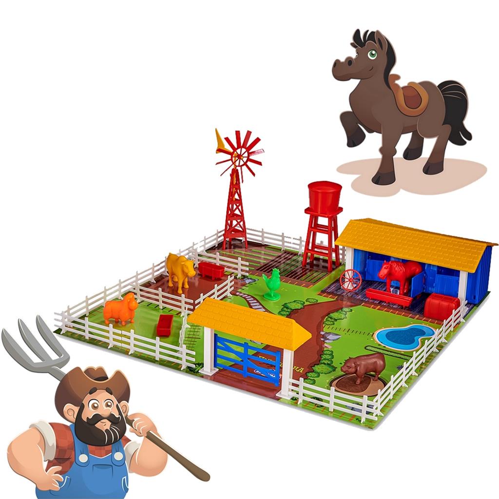 Fazendinha Brinquedo De Monta Com Animais 46 Peças E Acessórios - Adijomar