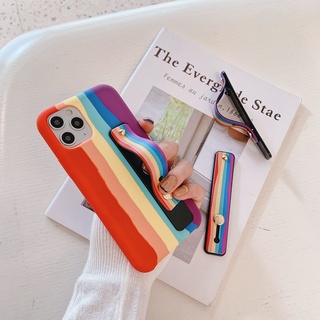 Suporte Do Telefone Móvel De Volta Adesivos Suporte Multifuncional Silicone Push Pull arco-iris