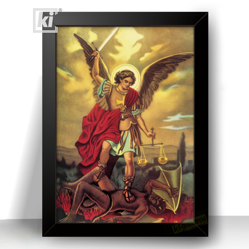 Quadro Decorativo São Miguel Arcanjo Miguel moldura 32x44cm