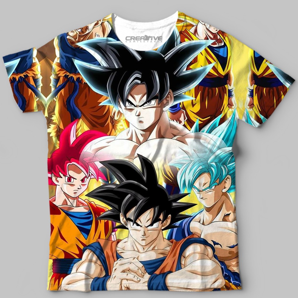 Camiseta Anime Dragon Ball Super Personagens Goku Transformações
