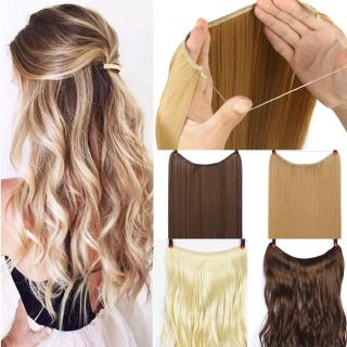 20 Polegadas Fio Invisível Sem Clipe Um Pedaço Extensões De Cabelo Auréola Segredo Linha Peixe Postiços