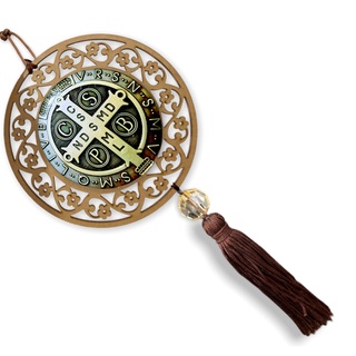 Adorno de Medalha de São Bento Mandala 26cm
