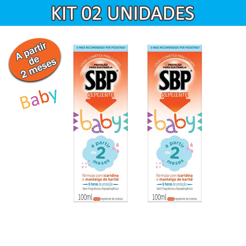 Kit 2 Repelente Infantil Sbp Baby Loção Bebê Criança A Partir 2 Meses ...
