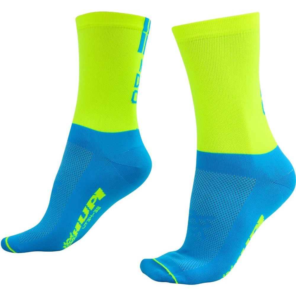 Meia HUPI No Day Off Amarelo Neon/Azul - LT para pés menores 34-38 - Sports & Outdoors