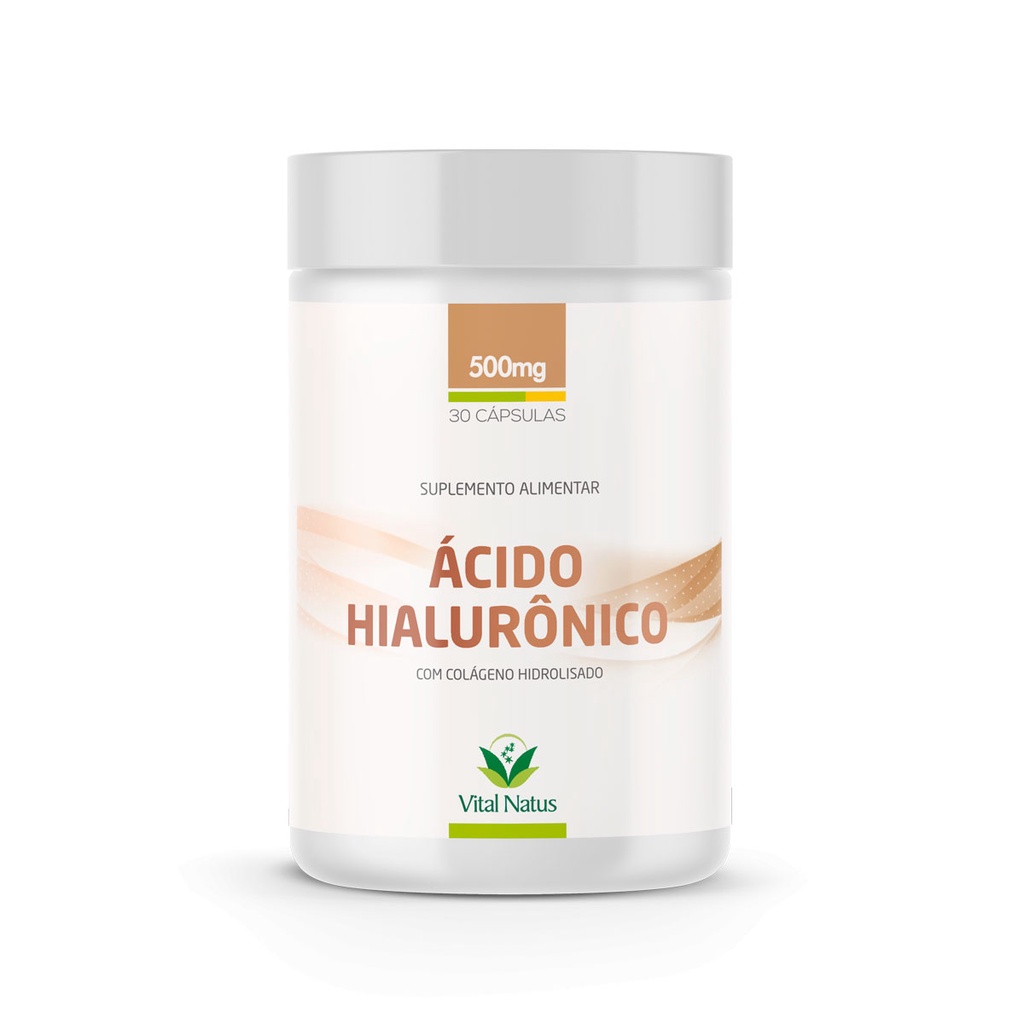 Ácido Hialurônico + Colágeno Hidrolisado + Vitaminas A C E 500mg| Vital Natus 30 Cápsula |Suplemento