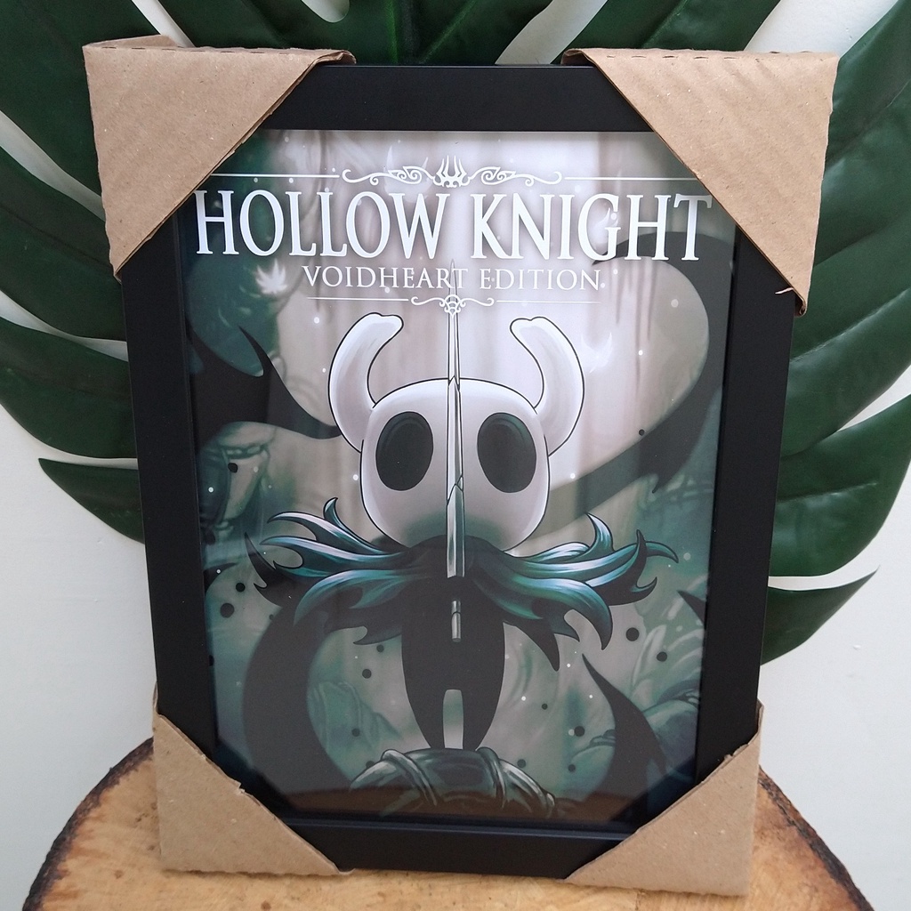 Quadro decorativo com moldura e vidro Hollow Knight pôster gamer geek