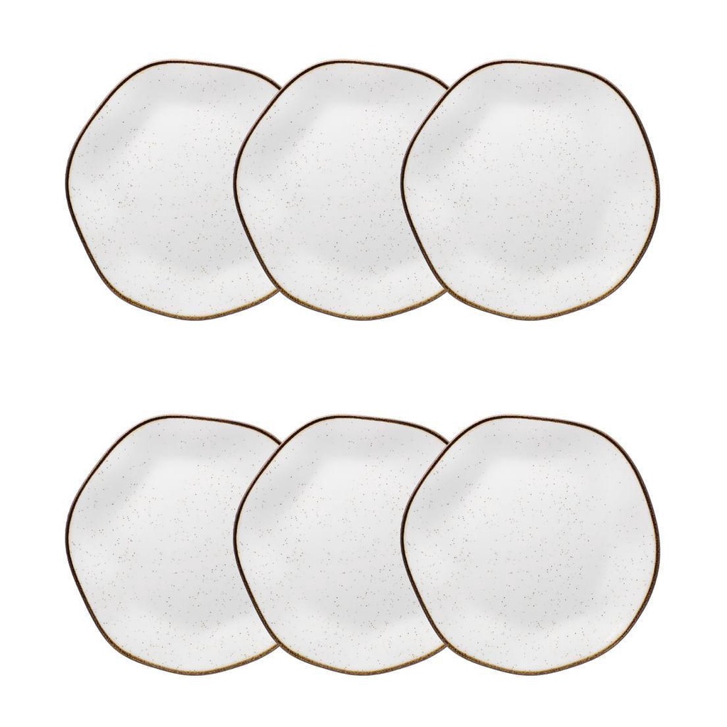 Prato Sobremesa Ryo Maresia 6 Unidades 21,5cm Oxford Porcelanas