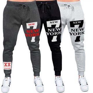 Kit 3 Calça 7 New York Moletom Jogger Masculina Slim Estampado