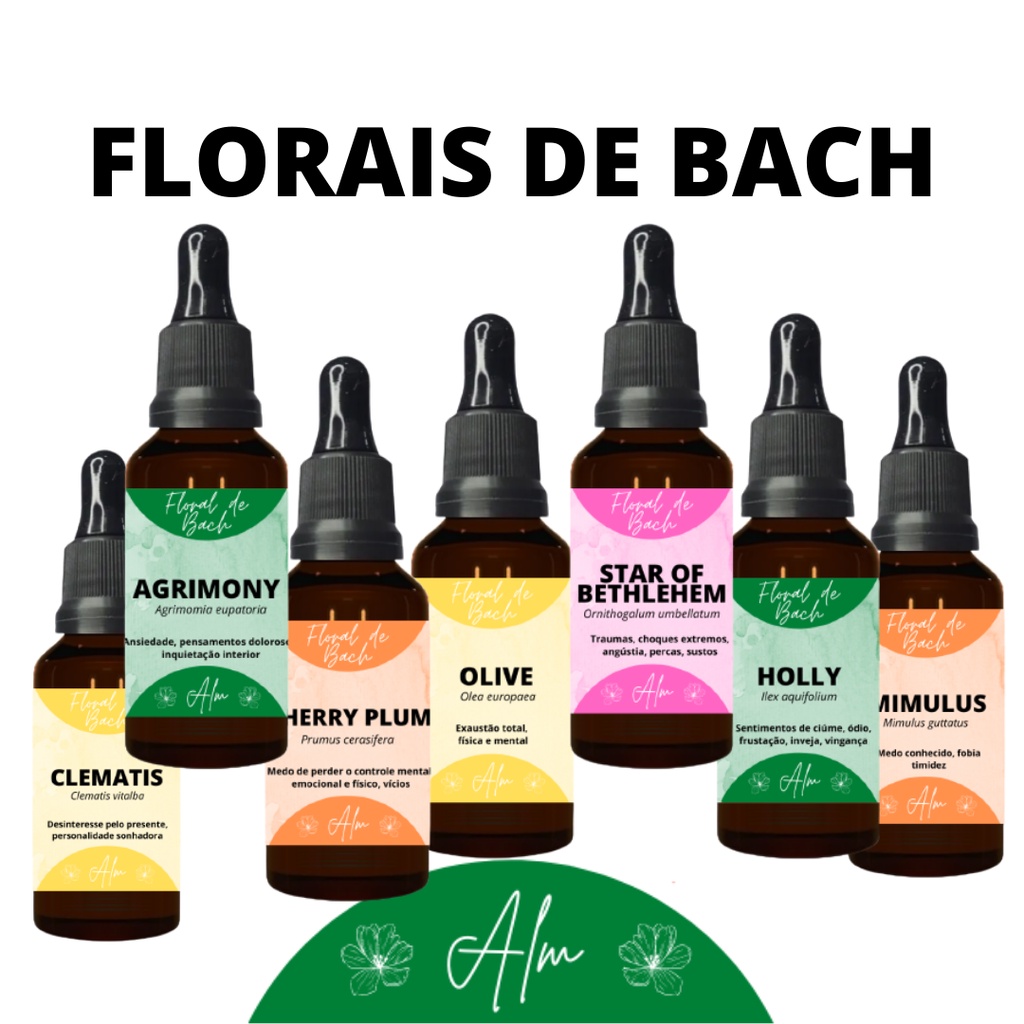 FLORAL DE BACH - soluções de uso 30ml - Essências Florais do Dr Edward Bach de forma isolada - O seu Floral de Verdade - ALM Florais