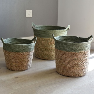 Cesta De Palha Tecida Armazenamento Planta Envasadas Tecido Seaweed Rattan Tampa Vaso De Flores Comércio Exterior