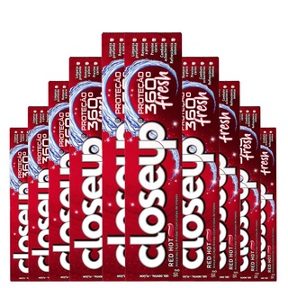 Kit 10 Creme Dental Em Gel Closeup Proteção 360º Fresh Red Hot 90g