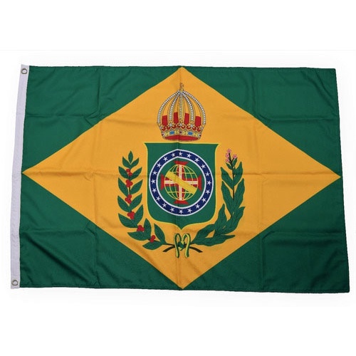 Bandeira Brasil Império tradicional Coroa Vermelha em Tactel estampa digital face única com ilhós Tamanho Grande Sob encomenda Especial 140 cm X 220 cm - EMVIO IMEDIATO INDEPENDENCIA DO BRASIL