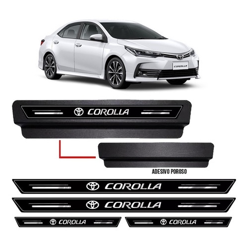 Soleira De Porta Protetora Corolla 2015 Á 2019 Kit Preto 8pç