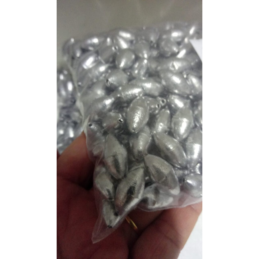 1 KG DE CHUMBADAS PARA PESCA - Formato OLIVA - Peso: 11 gramas - diâmetro: 11 mm - Vendido por Artigos de pesca Aristeu Matias Pereira