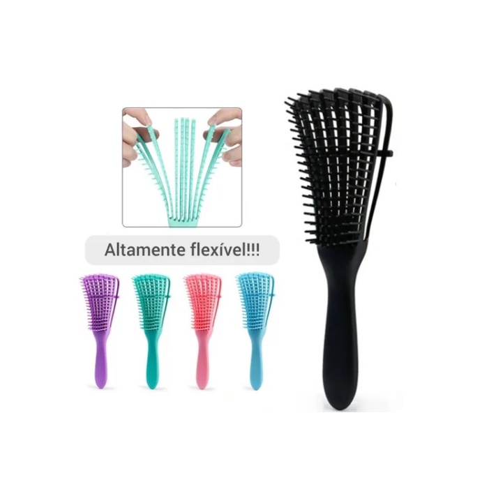 Escova Para Cabelo Cacho Pente Polvo Pronta Entrega Flexível e Resistente