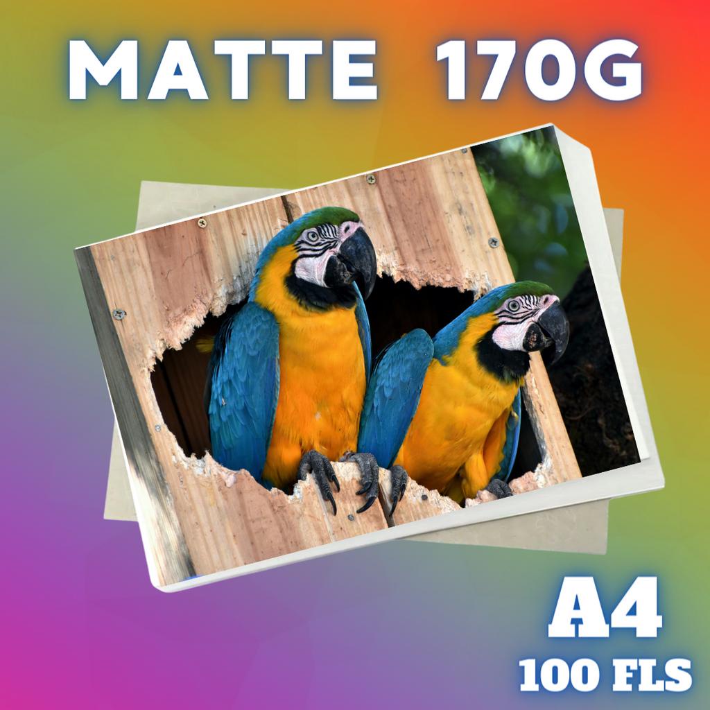 Matte 170g (A4 100 fls) Papel Fotográfico Fosco p/ Jato de Tinta