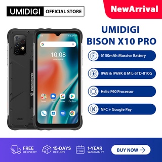 UMIDIGI BISON X10 Pro Versão Global Smartphone Helio P60 IP68 128GB NFC 20MP Câmera Triplo 6150mAh celular
