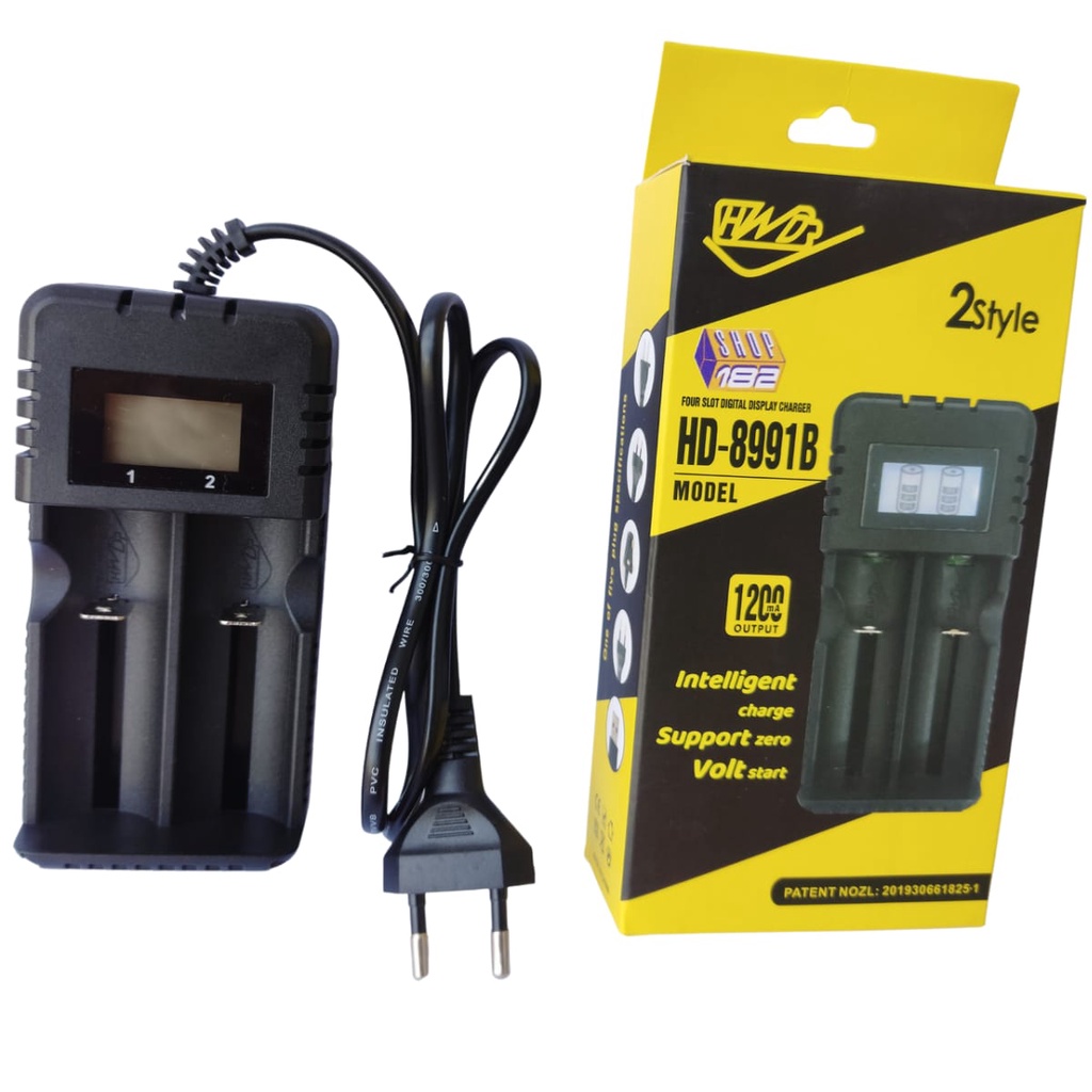 Carregador Duplo Lcd Bateria 18650 16340 14500 26650 e Outras - HWD3