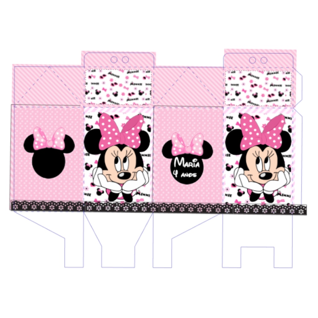 10 caixas milk personalizadas MINNIE ROSA lembrancinha infantil arte ...