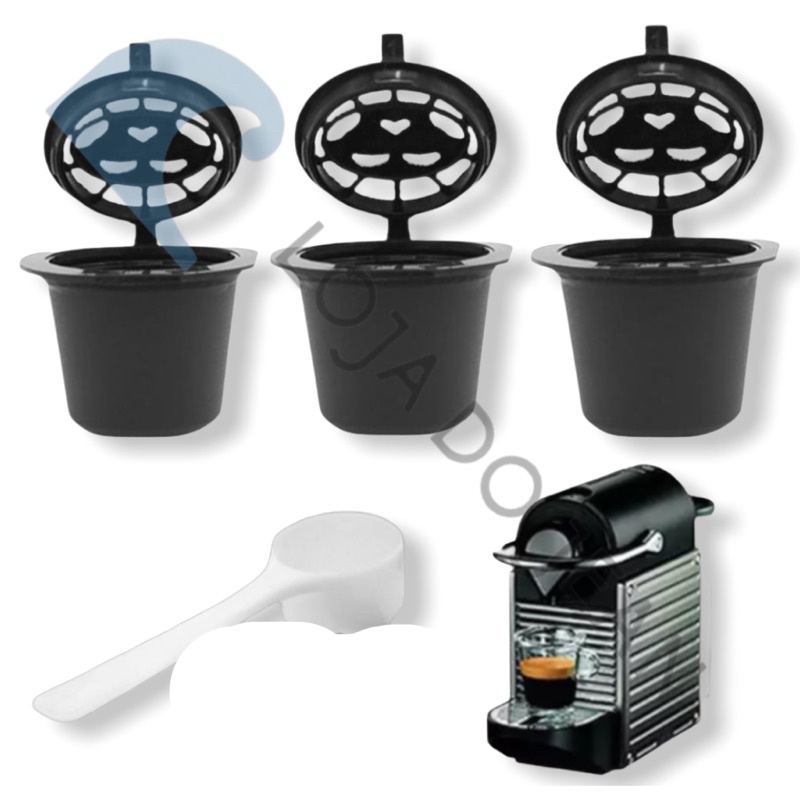 Kit 3 Cápsula Nespresso Reutilizável Cafeteira Café + Colher envio Imediato Pronta Entrega Preto