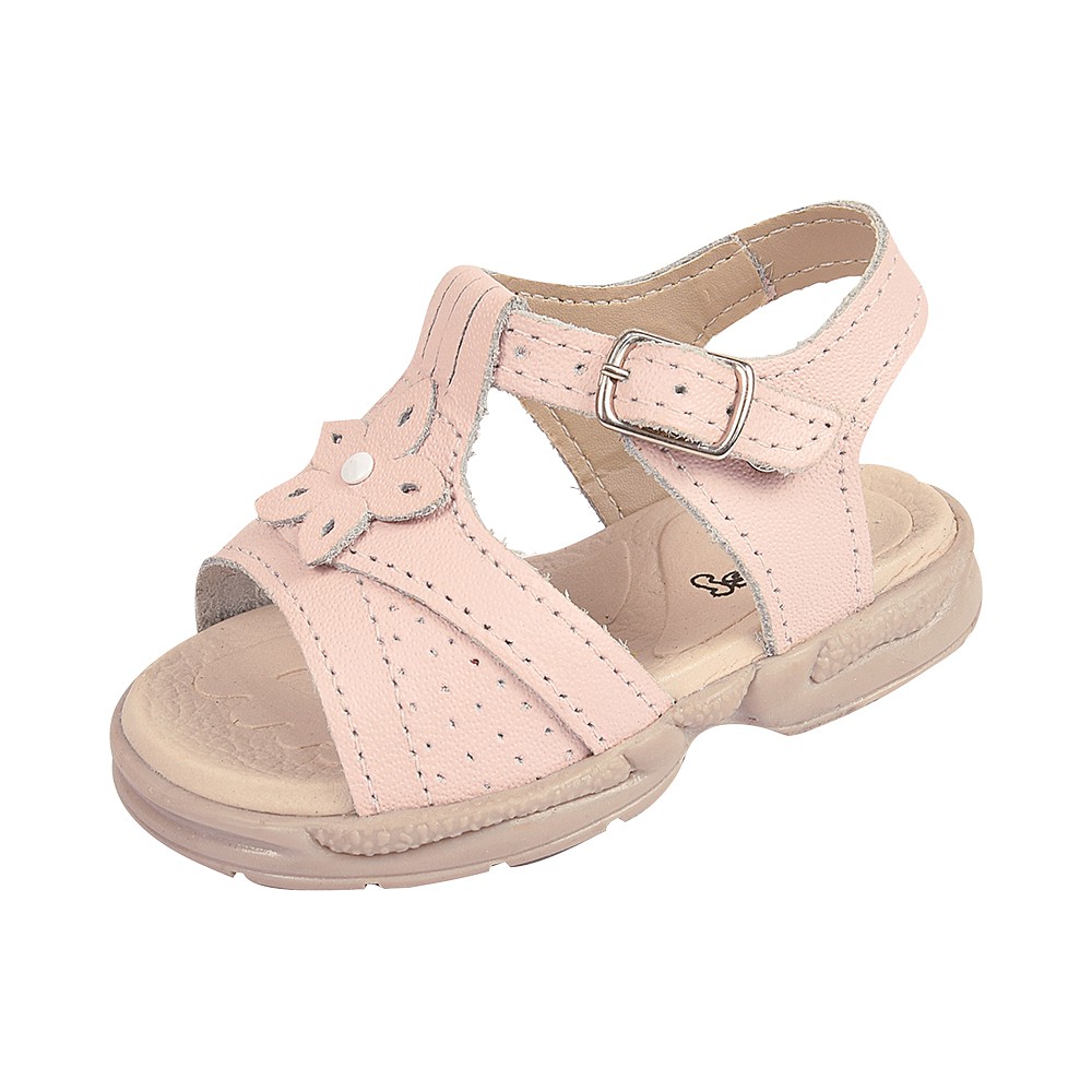 Sandália Ortopédica Infantil Couro Menina Salomé Flor Rosa