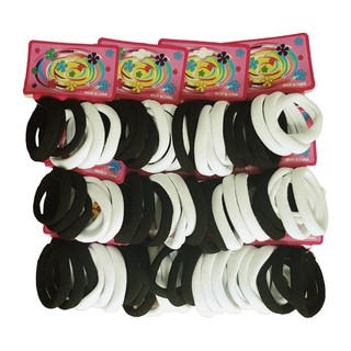 72 Un. Elástico Preto e Branco Rabico Xuxinha Xuxa Para Cabelo Tipo Meia