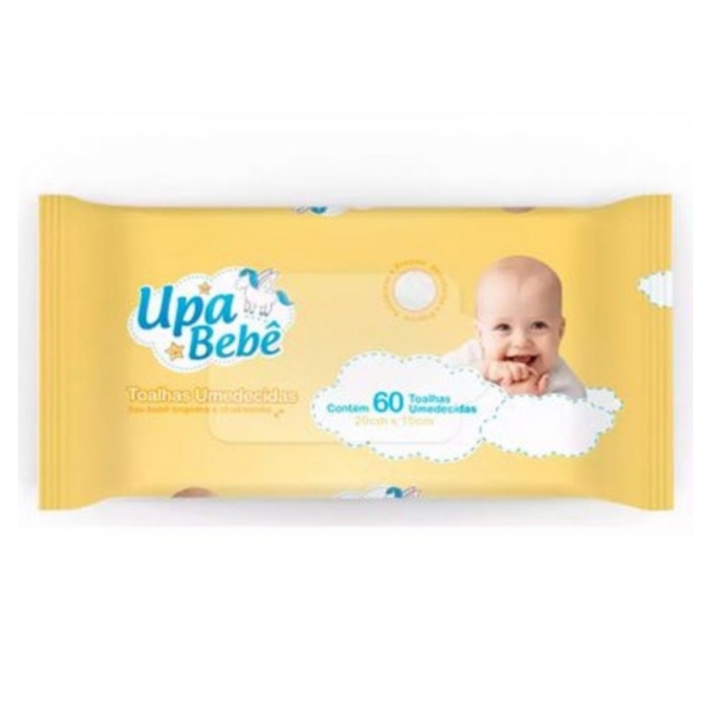 Lenço Umedecido Lencinhos Toalhas Umedecidas Sem Álcool 60 Unidades 19CM X13CM Upa Bebê Envio Imediato