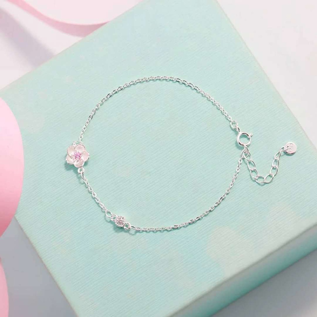 [Prata 925] Pulseira Literária Cereja Rosa Pulseira Simples Feminina Cristal Jóias em Oferta na Shopee