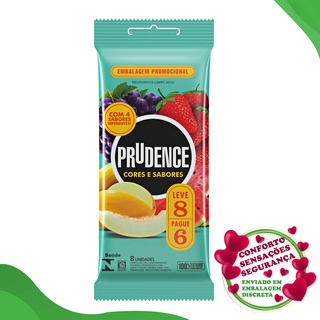 Preservativo Masculino Lubrificado Prudence Mix de Cores e Sabores 8 unidades - Original