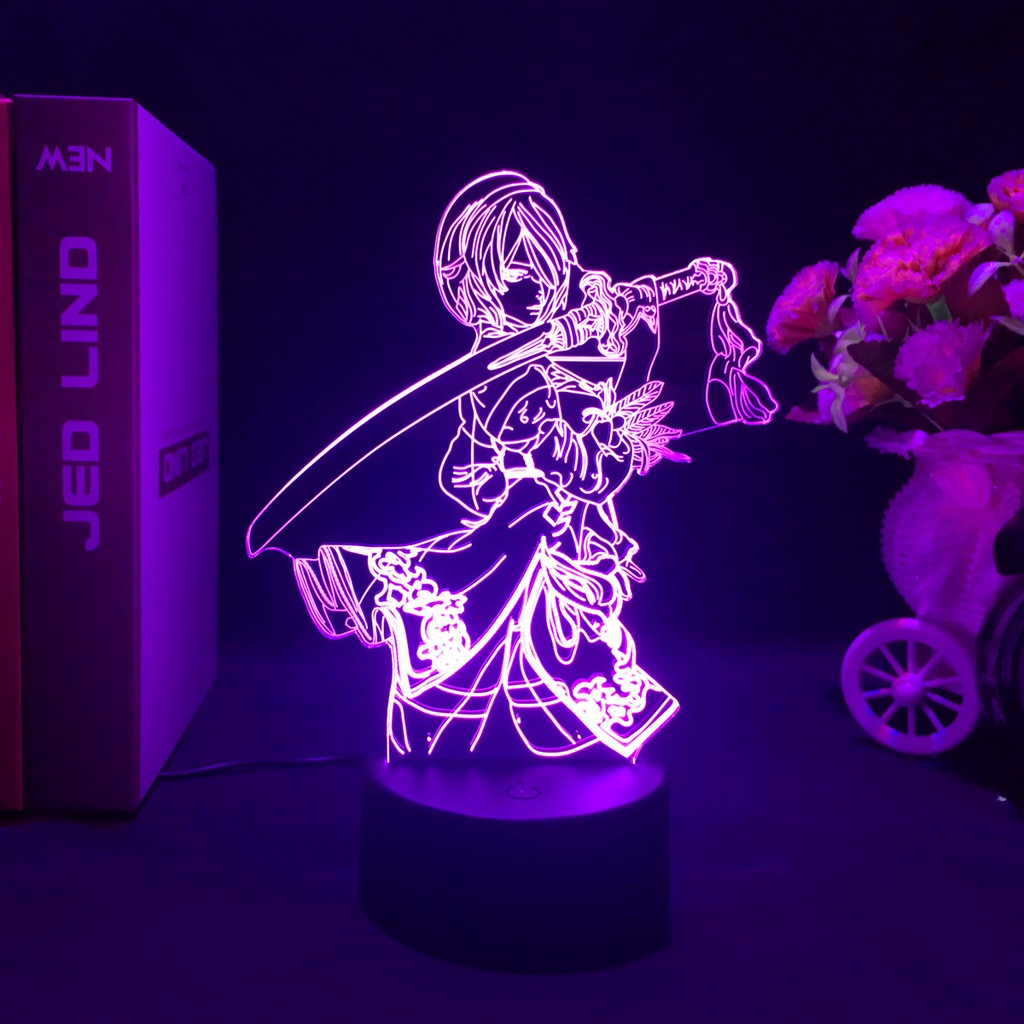 NieR Automata YoRHa No.2 Type B Luminária LED 3D Noturna Presente e Decoração