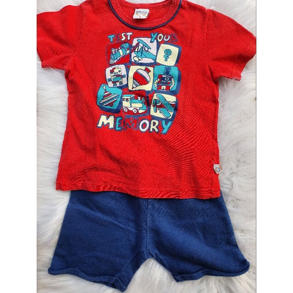 Conjunto Infantil Masculino Short + camiseta Vermelha / Tamanho 3 anos