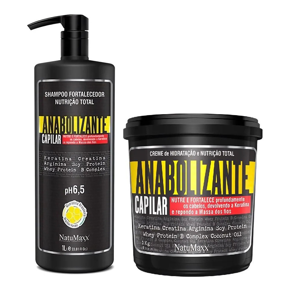 Kit Anabolizante Capilar Natumaxx c/ Shampoo Fortalecedor 1L + Máscara Capilar 1KG