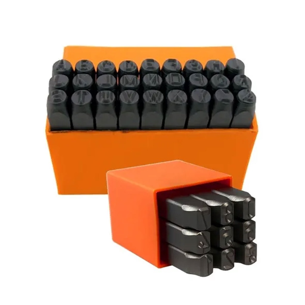 Kit Jogo Marcador Punção Alfanumérico 36pç 6mm Número Letra