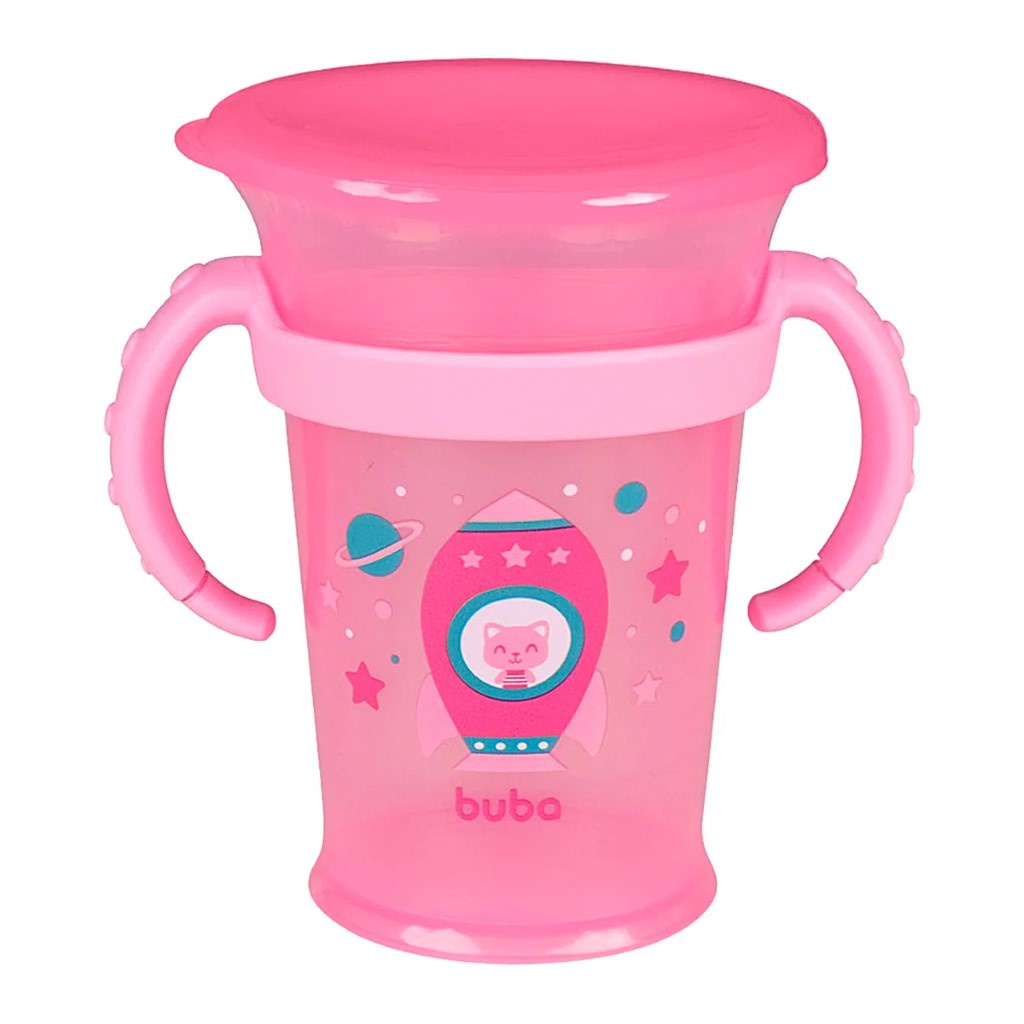 Copo De Treinamento 360 Rosa Com Alça Removível 13214 - Buba - Mom & Baby