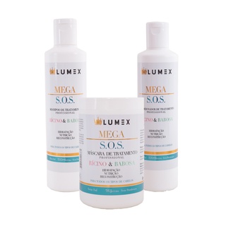 Kit Mega S.O.S Tratamento Shampoo + Condicionador + Máscara de Tratamento Profissional 1kg Lumex