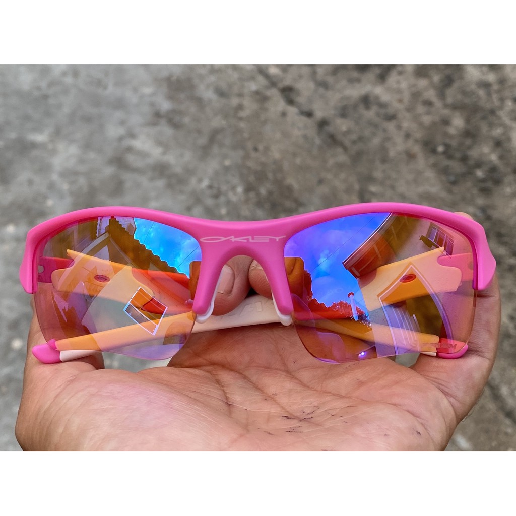 Óculos de Sol Oakley Flak Jacket 2.0 Branca/Rosa Lentes Prizm Top