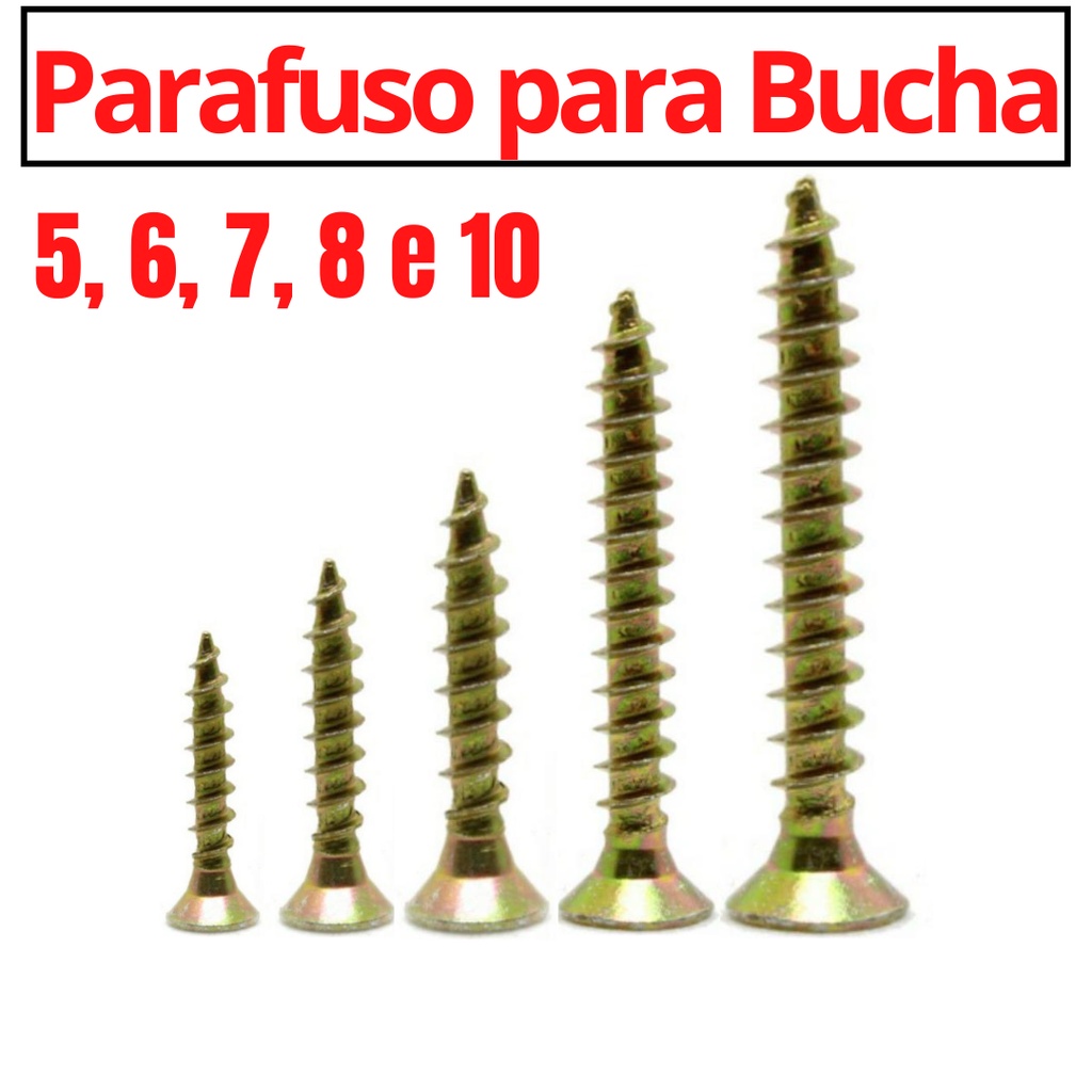 Parafuso 5 - 6 - 7 - 8 - 10 Phillips Kit Parafusos para Bucha 5mm 6mm 7mm 8mm 10mm