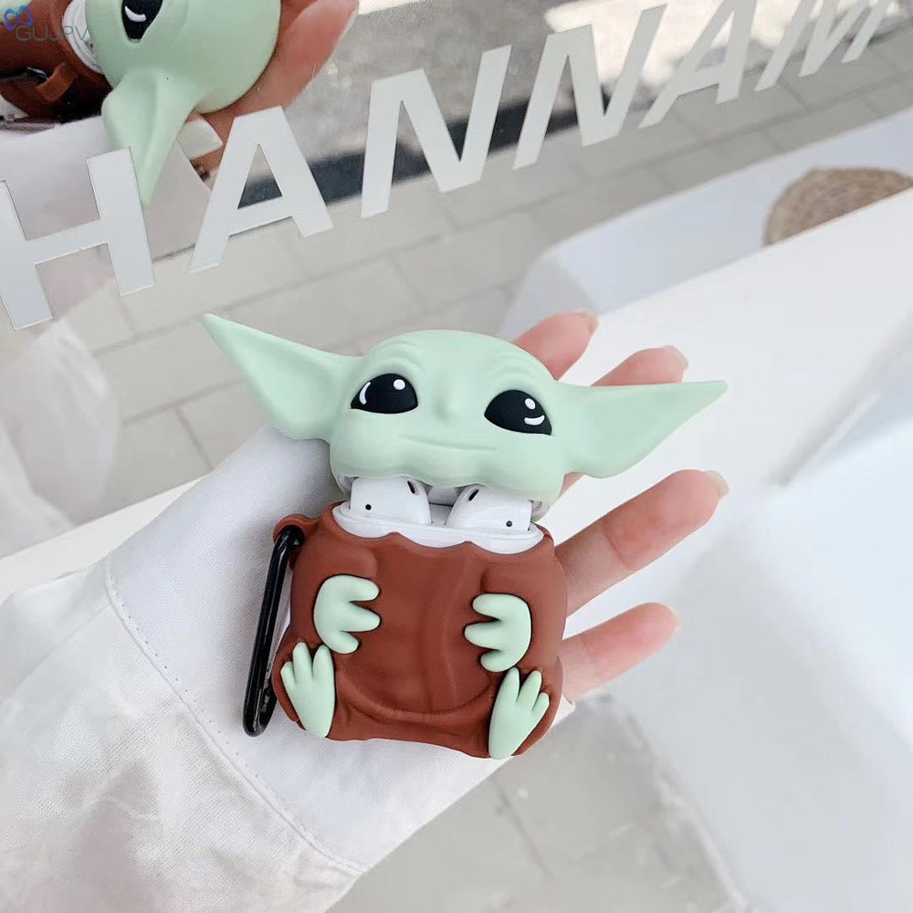 Gujpv Baby Yoda Case For Airpods 1 2 Super Cute Earphone Case Cover Keychain Design 3d Character Cover Shopee Brasil