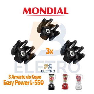 3x Arraste Do Copo Original Liquidificador Mondial Easy Power L-550 / Power Black L-28 / Dinâmico L-34 e L-35