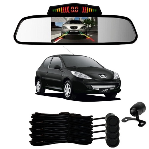 Sensor De Ré + Espelho Camera Ré Peugeot 207 Preto em Oferta na Shopee