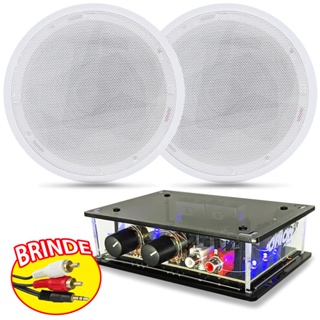 Kit 2 Caixas Redondas Teto Gesso Pvc Amplificador Rca 40w em Oferta na Shopee
