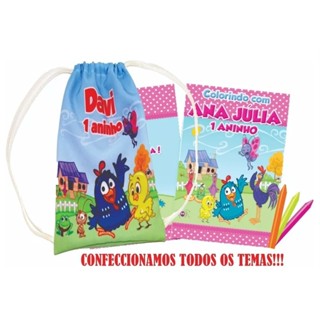 25 Mochilinhas Sacolinhas + 25 Revistinhas de colorir + 25 Caixinha de giz De Cera Grátis todos os temas em Oferta na Shopee