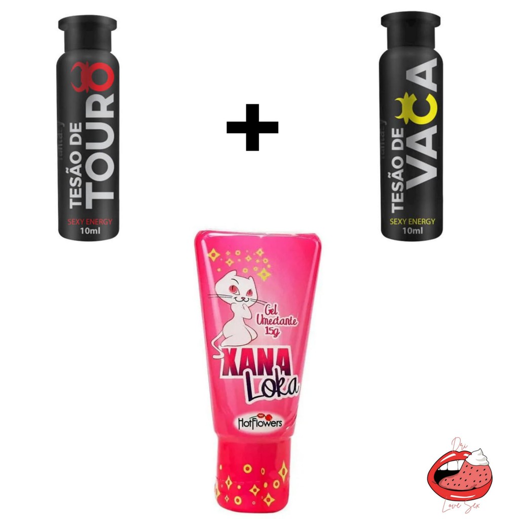 Kit Xana Loka Excitante Feminino 15g TesÃo De Touro AfrodisÍaco Natural 10ml TesÃo De Vaca 