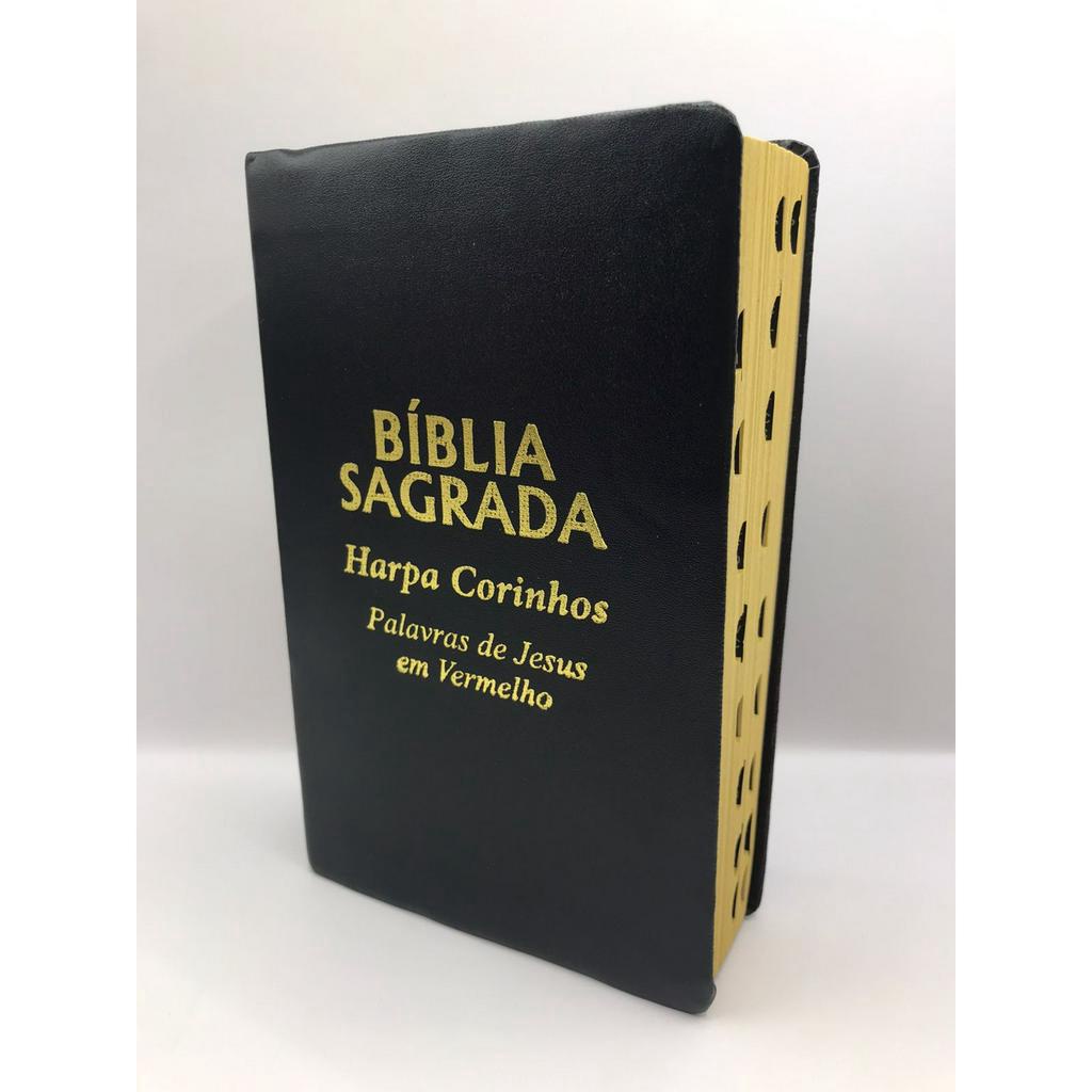 biblia sagrada Tamanho médio 12,5x19 cm Com Harpa palavras de Jesus em vermelho Capa preta em Oferta na Shopee
