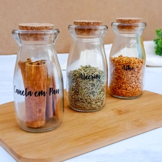 Pote de Vidro 110ml Com Tampa de Rolha Para Temperos, Velas e Lembrancinhas