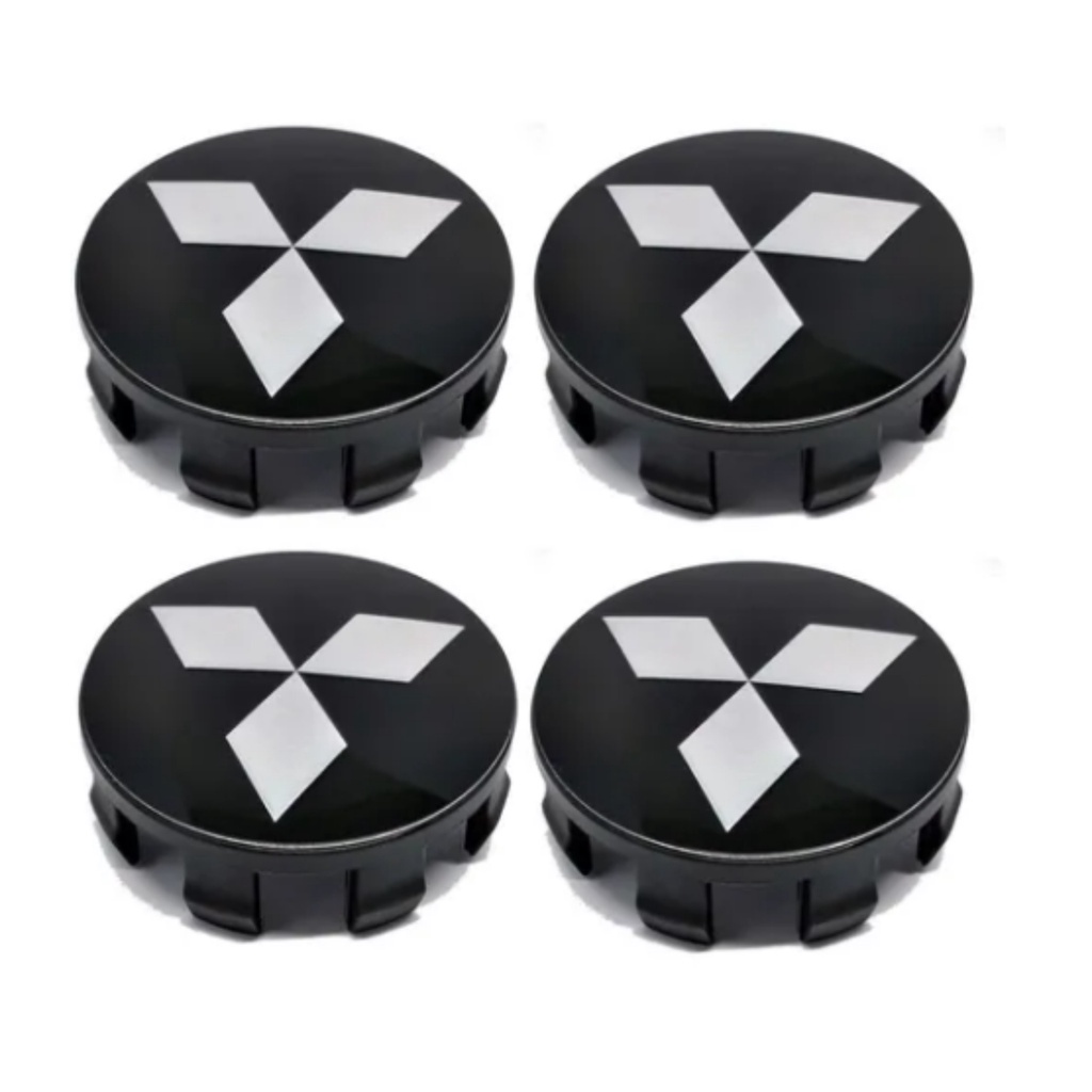 Jogo Sub Calota Calotinhas Miolo Centro Roda Mitsubishi L200 Tr4 Triton Cor Preta Pajero Dakar e ASX